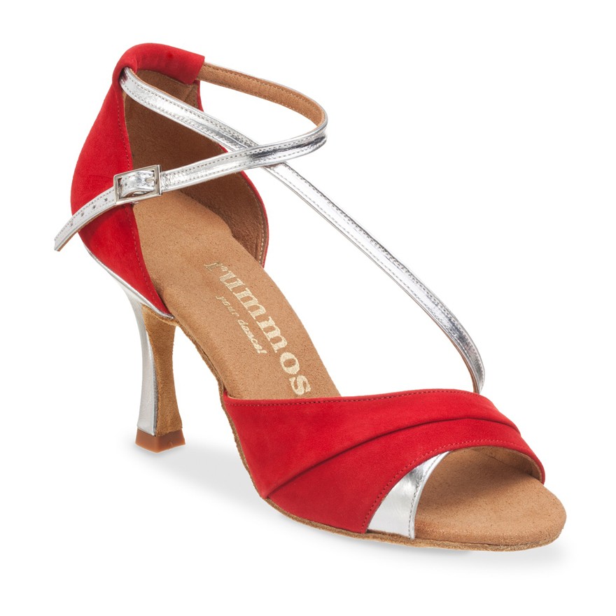Chaussures de danse Rummos Ania nubuck rouge semelle cuir usage  interieur/exterieur talon 5,5 cm