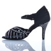 Chaussures de danse Label Latin "Debra" satin noir et strass