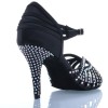 Chaussures de danse Label Latin "Debra" satin noir et strass