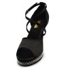 Chaussures de danse Label Latin "Ibiza" satin noir et strass