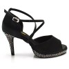 Chaussures de danse Label Latin "Ibiza" satin noir et strass