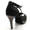 Chaussures de danse Label Latin "Ibiza" satin noir et strass