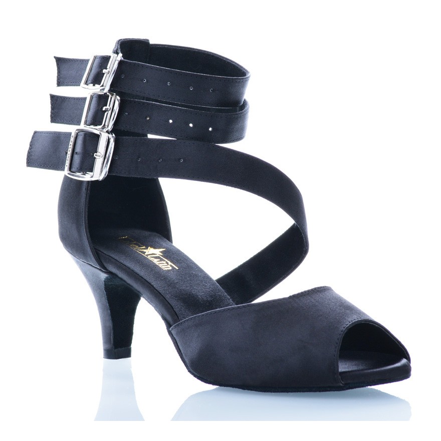 Chaussures de danse Label Latin "Isabelle" satin noir