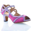 Chaussures de danse Label Latin "Laura" satin fuchsia et argent