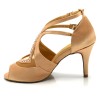 Chaussures de danse Label Latin "Lara" satin beige et strass