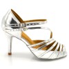 Chaussures de danse Label Latin "Mandy" simili cuir vernis argent