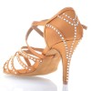 Chaussures de danse Label Latin "Mina" satin tan et strass