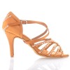 Chaussures de danse Label Latin "Mina" satin tan et strass