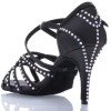 Chaussures de danse Label Latin "Mina" satin noir et strass