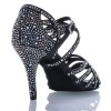 Chaussures de danse Label Latin "Nerissa" satin noir et strass