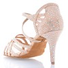 Chaussures de danse Label Latin "Nerissa" satin tan flesh et strass