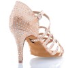 Chaussures de danse Label Latin "Nirvana" satin tan flesh et strass