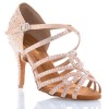 Chaussures de danse Label Latin "Nirvana" satin tan flesh et strass