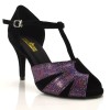 Chaussures de danse Label Latin "Pia" velours noir et glitter violet