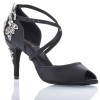 Chaussures de danse Label Latin "Pola" satin noir et strass