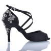 Chaussures de danse Label Latin "Pola" satin noir et strass