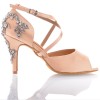 Chaussures de danse Label Latin "Pola" satin tan flesh et strass