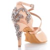 Chaussures de danse Label Latin "Pola" satin tan flesh et strass