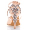 Chaussures de danse Label Latin "Pola" satin tan flesh et strass