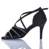 Chaussures de danse Label Latin "Raina" Satin noir et strass