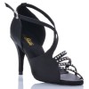 Chaussures de danse Label Latin "Raina" Satin noir et strass