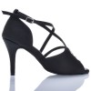 Chaussures de danse Label Latin "Raina" Satin noir et strass