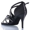 Chaussures de danse Label Latin "Raina" Satin noir et strass