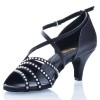 Chaussures de danse Label Latin "Raina" Satin noir et strass