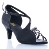 Chaussures de danse Label Latin "Raina" Satin noir et strass