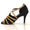 Chaussures de danse Label Latin "Raina" Satin noir et glitter or