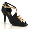 Chaussures de danse Label Latin "Raina" Satin noir et glitter or