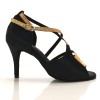 Chaussures de danse Label Latin "Raina" Satin noir et glitter or