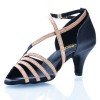 Chaussures de danse Label Latin "Raina" Satin noir et glitter or