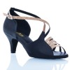 Chaussures de danse Label Latin "Raina" Satin noir et glitter or