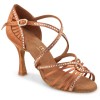 Chaussures de danse Rummos Elite "Luna" satin tan et strass